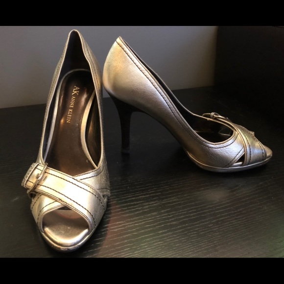 Anne Klein Metallic Open Toe Heels - Picture 2 of 2
